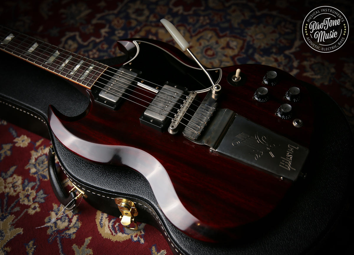 2021 Gibson USA Custom Shop 64&#39; Reissue SG Maestro Vibrola Dark Cherry