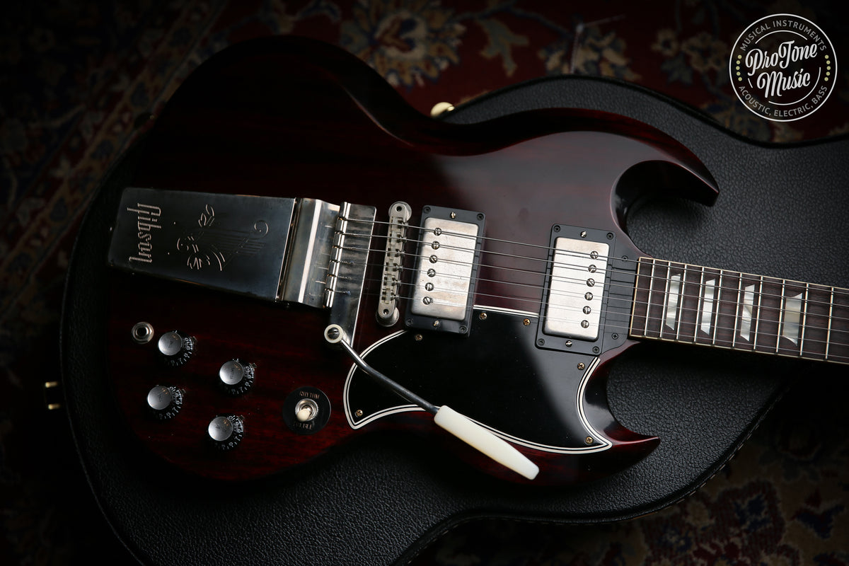 2021 Gibson USA Custom Shop 64&#39; Reissue SG Maestro Vibrola Dark Cherry