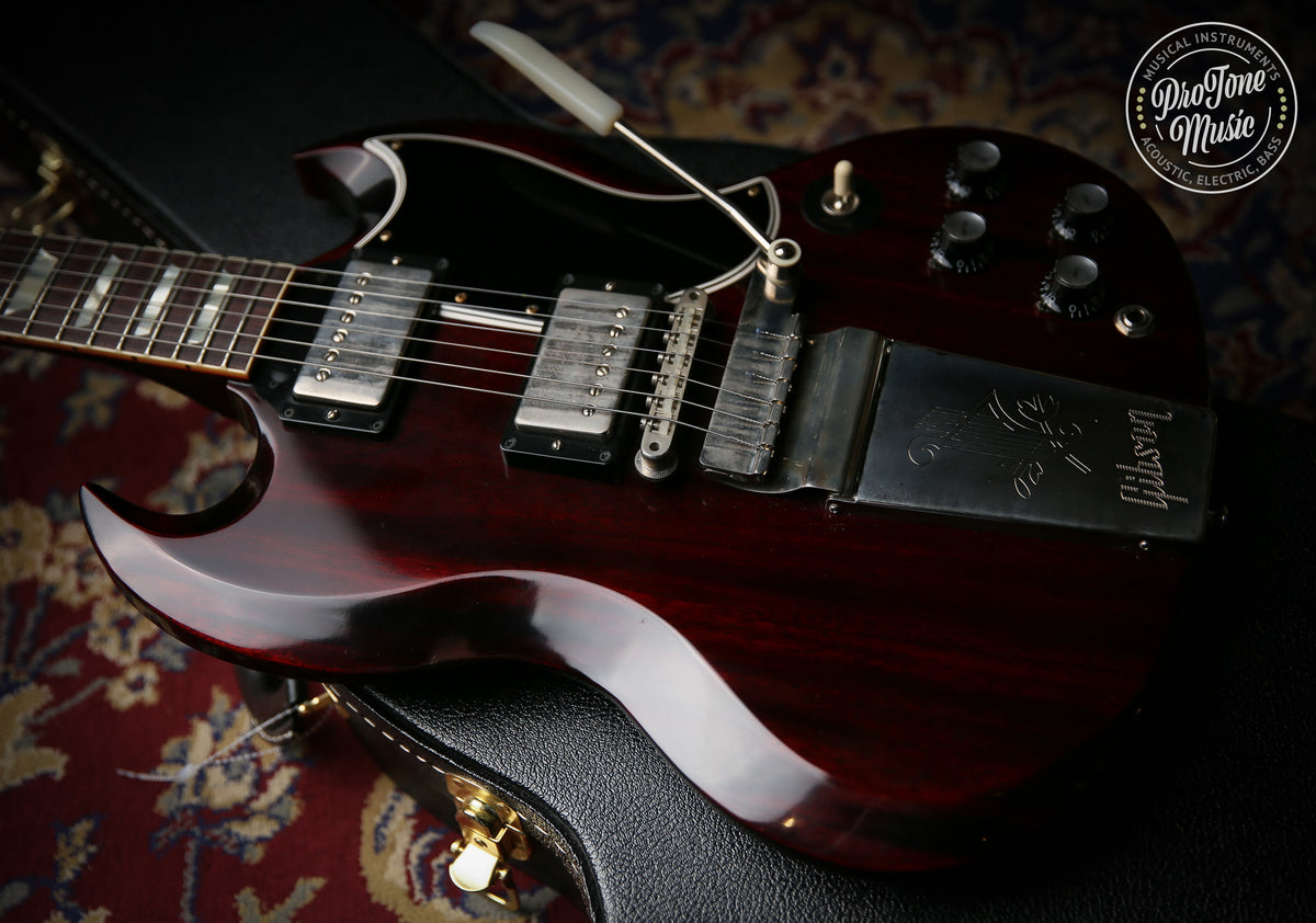 2021 Gibson USA Custom Shop 64&#39; Reissue SG Maestro Vibrola Dark Cherry