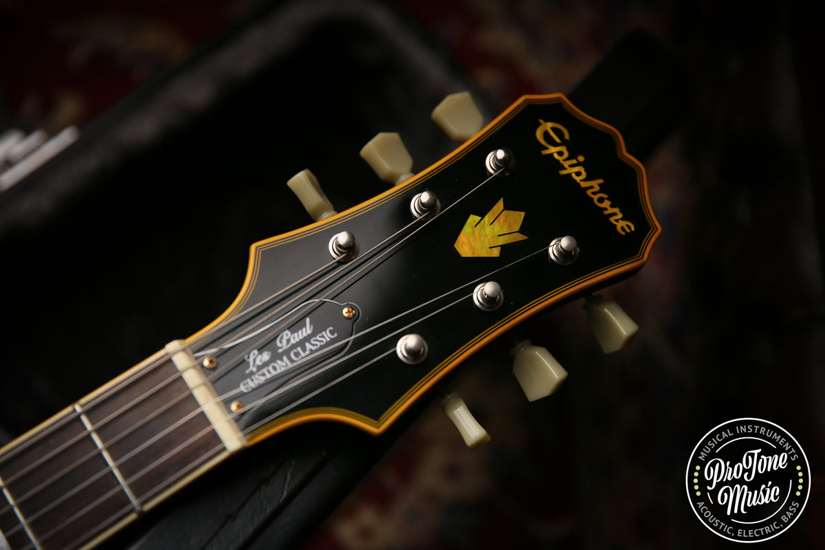 2014 Epiphone Les Paul Custom Classic Pro Ebony &amp; Hard Case - ProTone Music