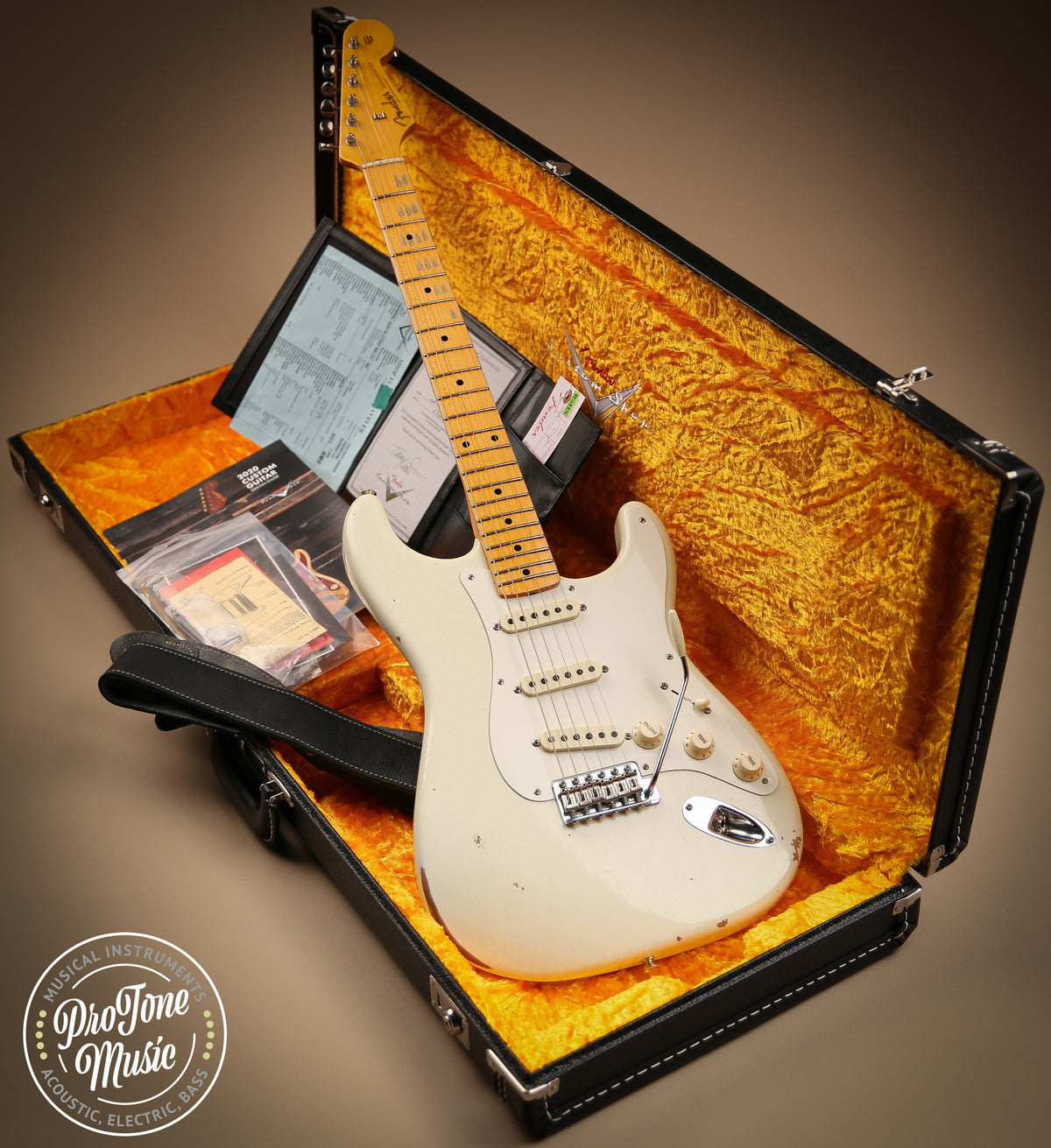 2020 Fender USA Custom Shop 56&#39; Stratocaster Relic Indian Ivory Finish - ProTone Music